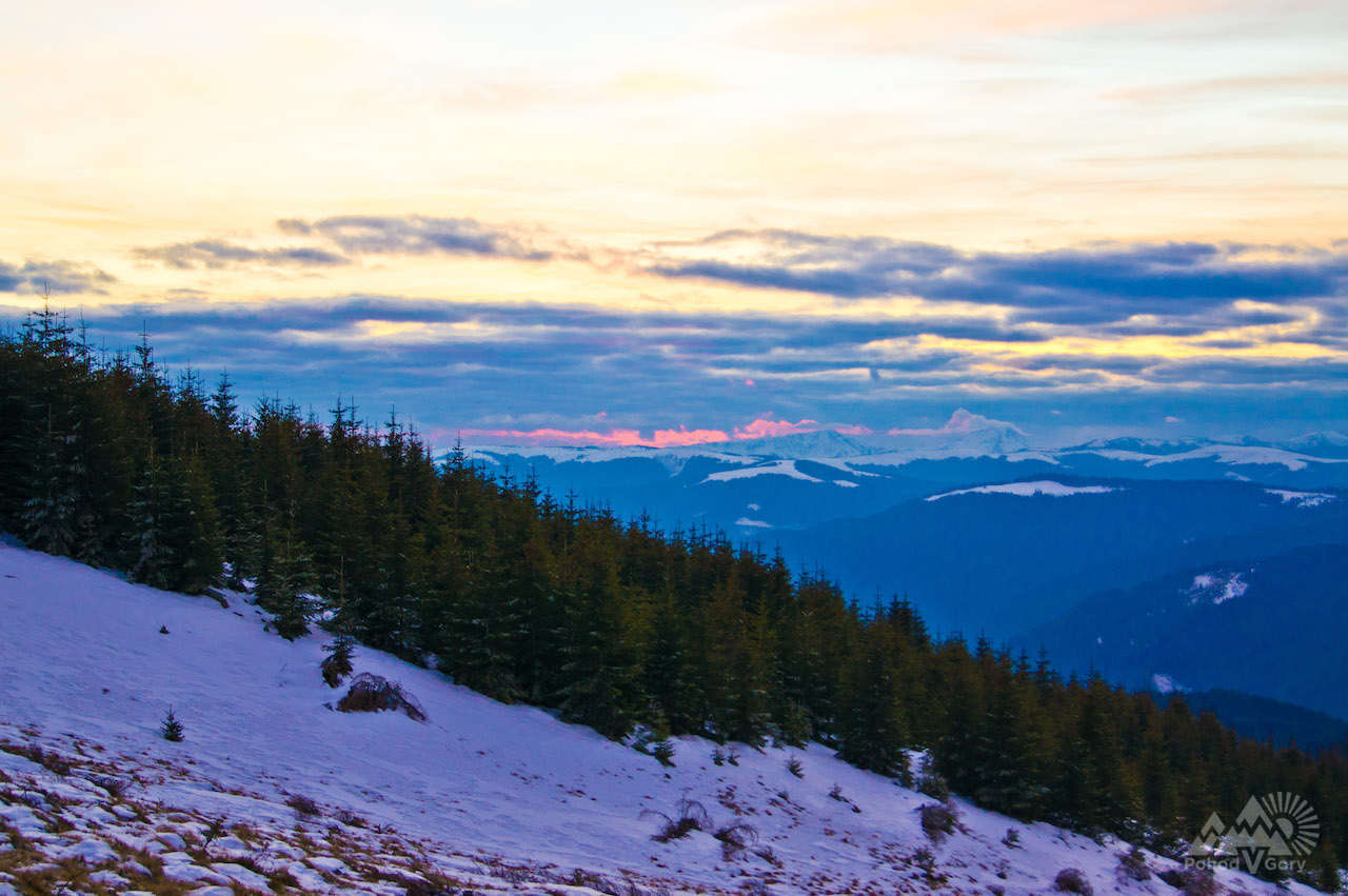 закат в Карпатах - новогодний поход