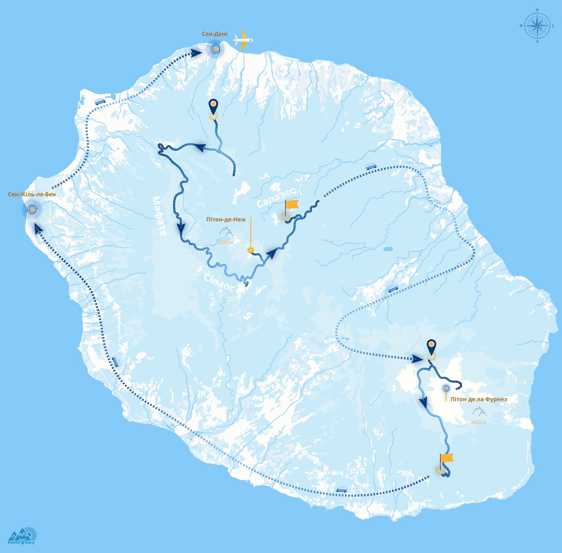 мапа похід Реюньйон